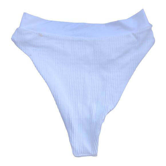 L Space Court Bitsy Cut White Ribbed Bikini Bottom Stretch Women's Sz Medium NWT - Picture 6 of 13